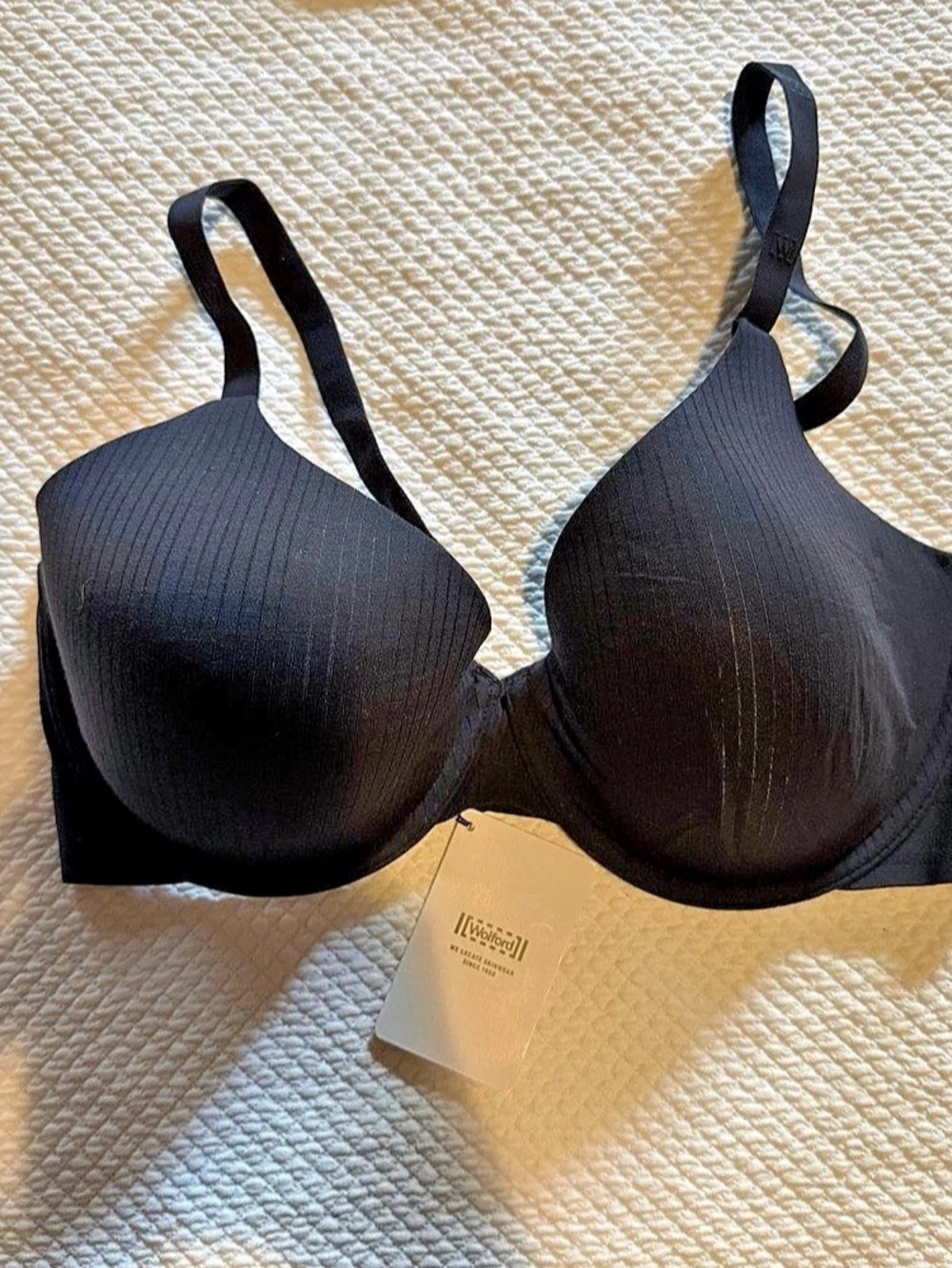 Wolford Beauty Cotton Lightly Lined Demi Bra Black 75E = 34DD